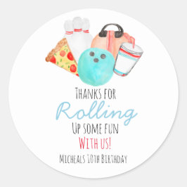 Bowling kind verjaardagsfeestje envelop zegel stic