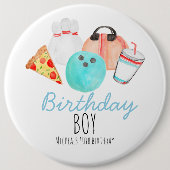 Bowling kind verjaardagsknop ronde button 6,0 cm (Voorkant)