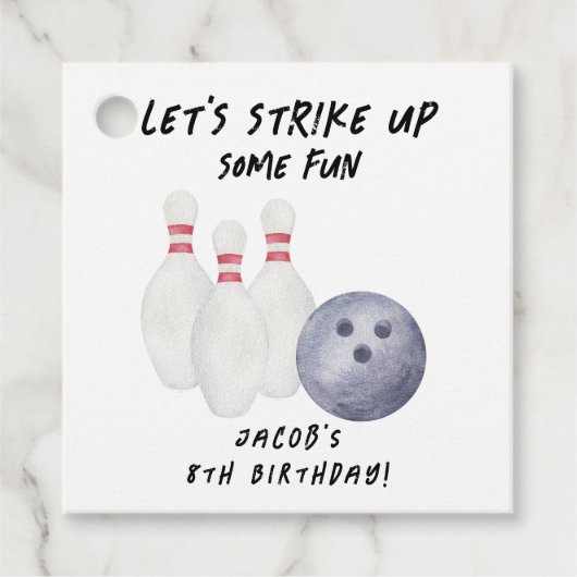 Bowling Kinderverjaardagsfeestje Bedankjes Labels (Voorkant)