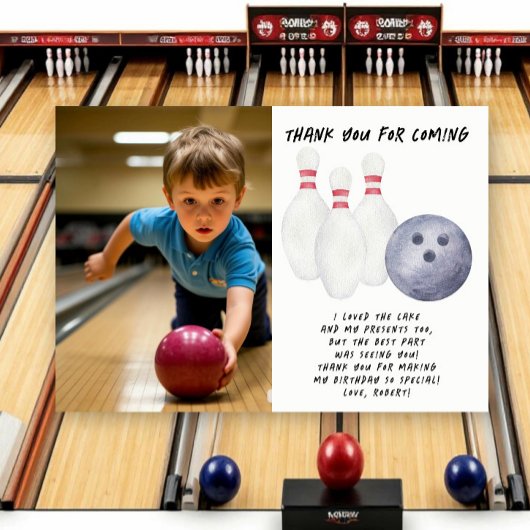 Bowling Kinderverjaardagsfeestje Bedankkaart