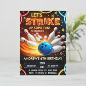 Bowling Kinderverjaardagsfeestje Kaart (Staand voorkant)