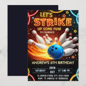 Bowling Kinderverjaardagsfeestje Kaart (Voorkant / Achterkant)