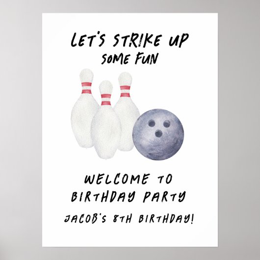 Bowling Kinderverjaardagsfeestje Poster (Voorkant)