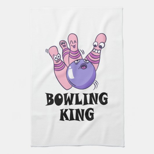 Bowling King Childrens Birthday Party Theedoek (Verticaal)