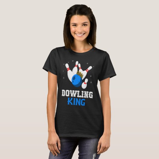 Bowling King Crown Bowler Bowling Team Strike Bowl T-shirt (Voorkant volledig)