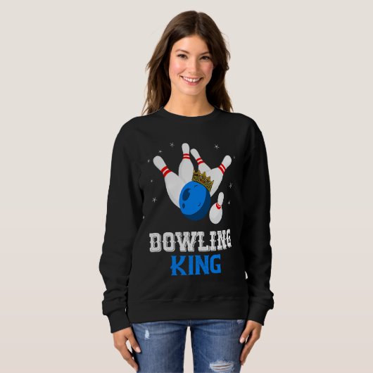 Bowling King Crown Bowler Bowling Team Strike Bowl Trui (Voorkant volledig)