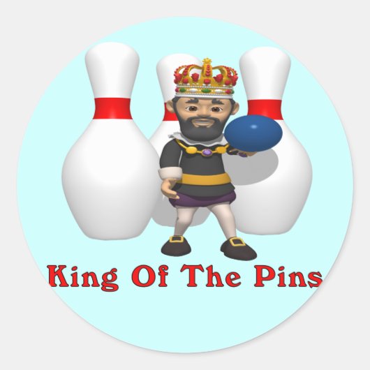 Bowling King Ronde Sticker (Voorkant)