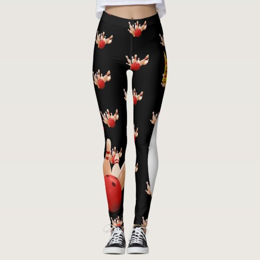 Bowling Kingpin Leggings Aangepaste Yoga Pants (Voorkant)