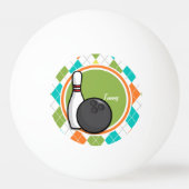 Bowling; Kleurrijk Argyle Patroon Pingpongbal (Achterkant)