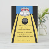 Bowling Lane, Pins, Ball, Party Kaart (Staand voorkant)