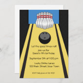 Bowling Lane, Pins, Ball, Party Kaart (Voorkant / Achterkant)