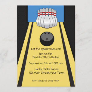 Bowling Lane, Pins, Ball, Party Kaart