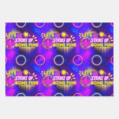 Bowling Laten we Fun Neon Glow Verjaardag maken Inpakpapier Vel (Voorkant 3)