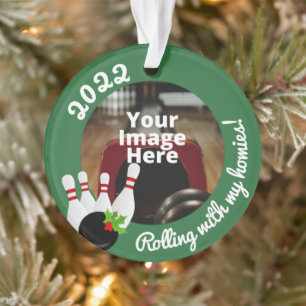 Bowling League - Gepersonaliseerde fotokerstperiod Ornament