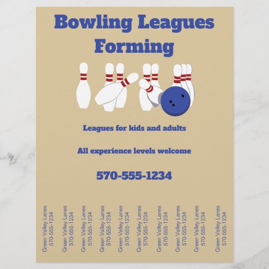 Bowling Leagues Flyer scheur van strips (Voorkant)