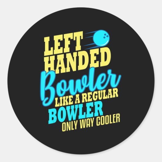 Bowling Left Handed Bowler Fun Team  Ronde Sticker (Voorkant)