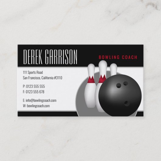 Bowling Lessen voor beginners | Beroepsbeoefenaars Visitekaartje (Voorkant)