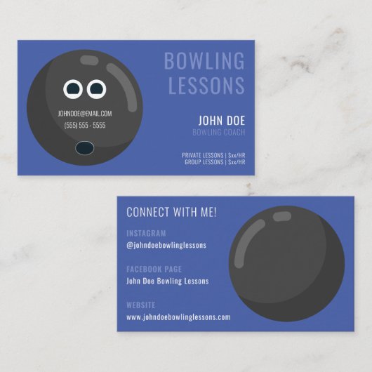 Bowling Lessons Visitekaartje voor Bowling Coaches (Voorkant / Achterkant)