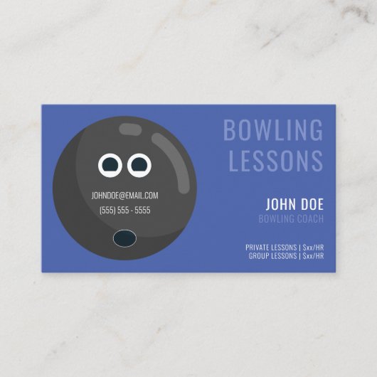 Bowling Lessons Visitekaartje voor Bowling Coaches (Voorkant)