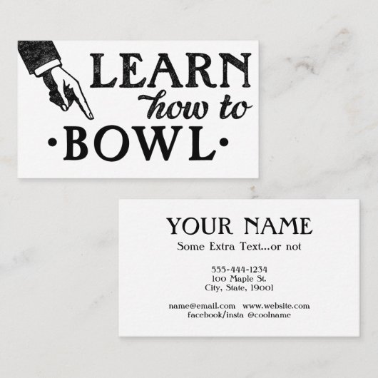 Bowling Lessons Visitekaartjes - Koel Vintage (Voorkant / Achterkant)