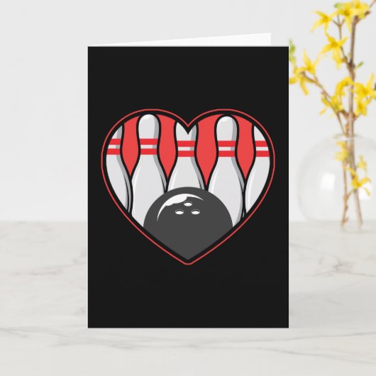 Bowling Love Word Theme Bowler Kaart (Gele Bloem)