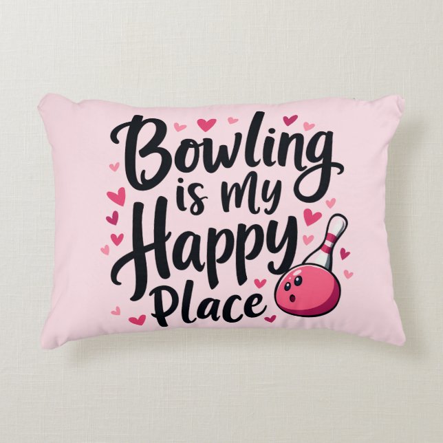 Bowling Lover Cute Retro Aesthetic Sports Design Accent Kussen (Voorkant)