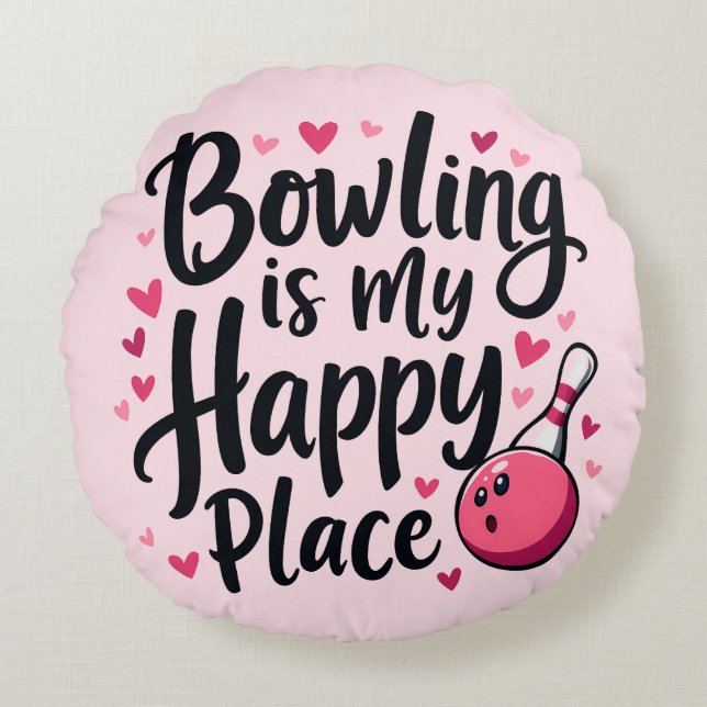 Bowling Lover Cute Retro Aesthetic Sports Design Rond Kussen (Voorkant)