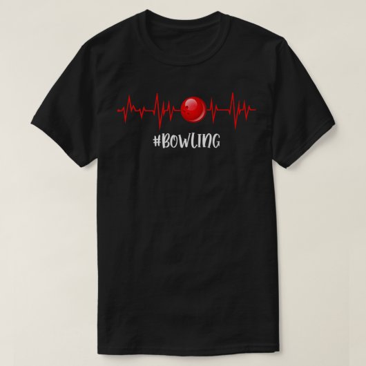 Bowling Lover Retro Sport Heartbeat Bowlin T-shirt (Design voorkant)