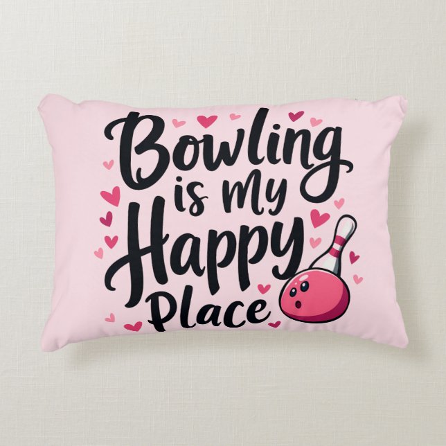 Bowling Lover Schattige Retro Esthetisch Sportontw Accent Kussen (Voorkant)