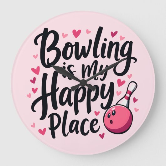 Bowling Lover Schattige Retro Esthetisch Sportontw Grote Klok (Voorkant)