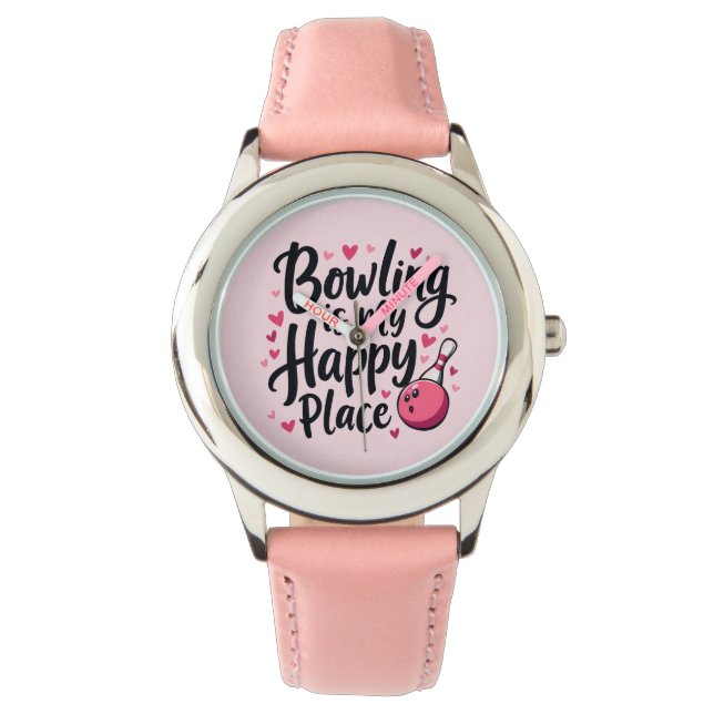 Bowling Lover Schattige Retro Esthetisch Sportontw Horloge (Voorkant)