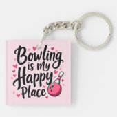 Bowling Lover Schattige Retro Esthetisch Sportontw Sleutelhanger (Achterkant)