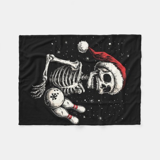Bowling Lovers Funny Santa Skeleton Christmas Bowl Fleece Deken (Voorkant (Horizontaal))