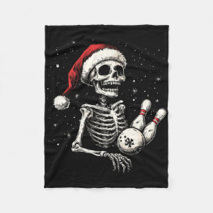 Bowling Lovers Funny Santa Skeleton Christmas Bowl Fleece Deken