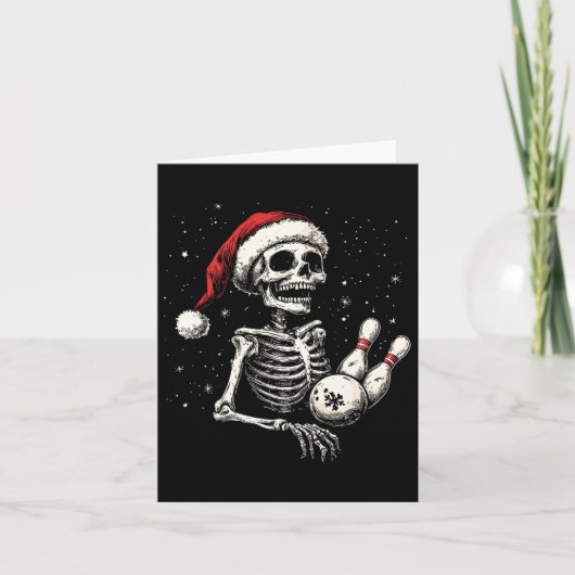 Bowling Lovers Funny Santa Skeleton Christmas Bowl Kaart (Voorkant)