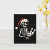 Bowling Lovers Funny Santa Skeleton Christmas Bowl Kaart (Gele Bloem)