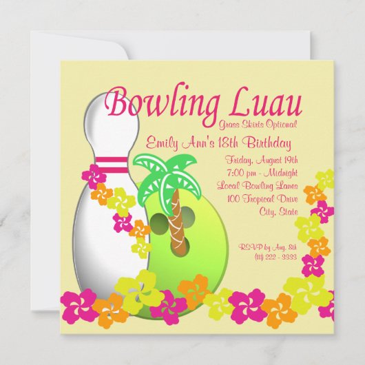 Bowling Luau Kaart (Voorkant)