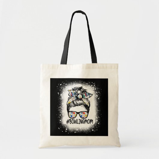 Bowling Ma Life Moederdag Messy Bun Glasses Tote Bag (Voorkant)