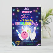 Bowling, maak wat plezier, meisje verjaardagsuitno kaart (Staand voorkant)