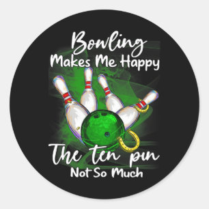 Bowling maakt me blij met de tien pins niet zo vee ronde sticker