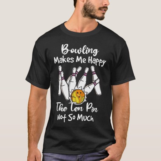 Bowling maakt me gelukkig t-shirt (Voorkant)