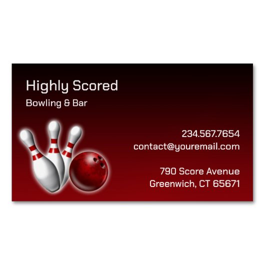 Bowling Magnetisch Visitekaartje (Voorkant)