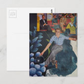 Bowling Man Retro Mixed Media Collage Briefkaart (Voorkant / Achterkant)