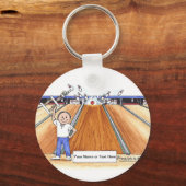 Bowling - Mannelijke Cartoon door PrintedPerfectio Sleutelhanger (Voorkant)