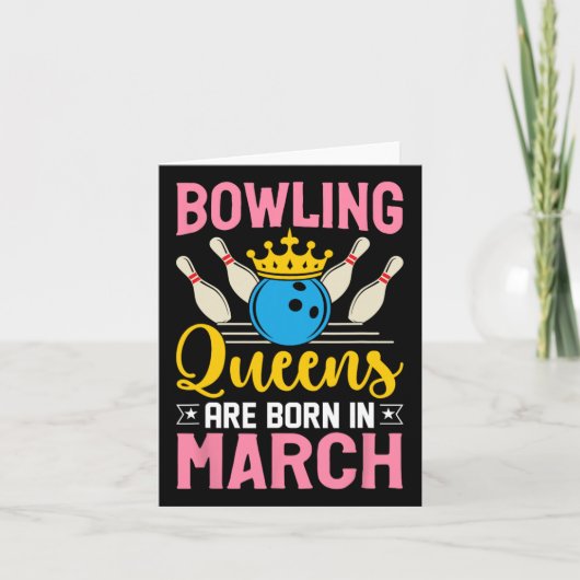Bowling March Verjaardag Vrouwen Meisjes Dames Que Kaart (Voorkant)