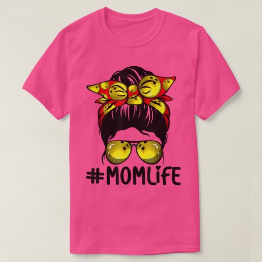 Bowling Messy Bun Proud Mam Baseball Scarf Sunshad T-shirt (Design voorkant)