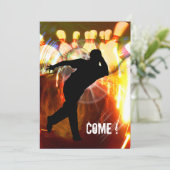 Bowling met Strike Explosion Invite Kaart (Staand voorkant)