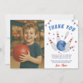 Bowling Modern Kids Verjaardagsfeest Foto Bedankkaart (Voorkant)