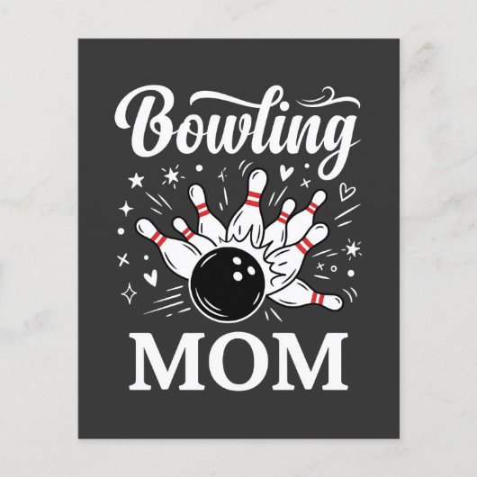 Bowling Moeder Hart Spelden Grappige League Moeder Flyer (Voorkant)
