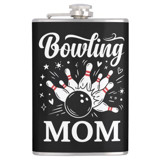 Bowling Moeder Hart Spelden Grappige League Moeder Heupfles (Voorkant)